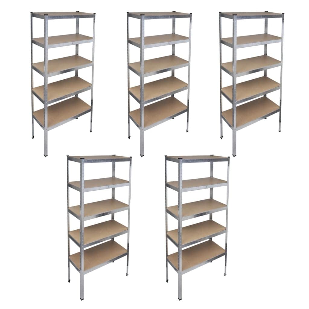 Vidaxl 5 Garage Heavy Duty 5-Tier Storage Rack Shelf Steel Adjustable Organizer Kitchen