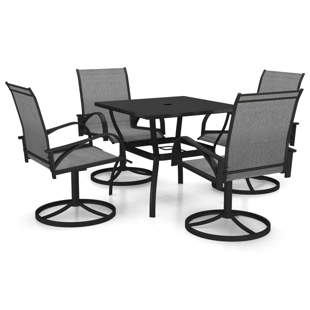 vidaXL Patio Dining Set 5 Pieces Garden Outdoor Terrace Balcony Backyard Dinner Dinette Table Chair Furniture Set Textilene and Steel