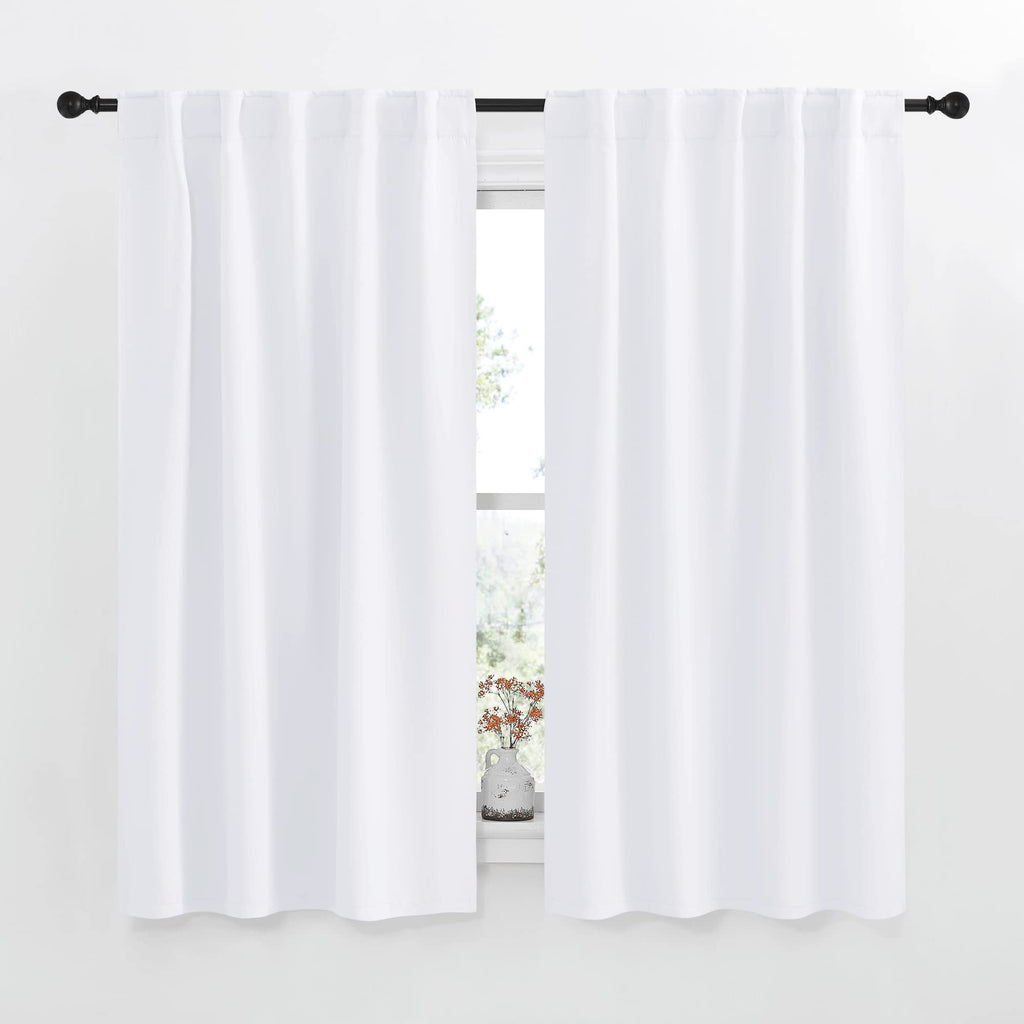 Nicetowm Window Treatment Curtain Panels - (White Color) W42 X L63, 2 Pieces, Semi Blackout Window Treatment Drape Panel For Kids Bedroom