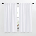 Nicetowm Window Treatment Curtain Panels - (White Color) W42 X L63, 2 Pieces, Semi Blackout Window Treatment Drape Panel For Kids Bedroom