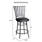 Steve Silver Stellan Swivel Stool Counter Chair, Gun Metal, for Kitchen, Dining Room, Full 360 Degree Swivel Seat, 19.46 x 18..11 x 38.58 in