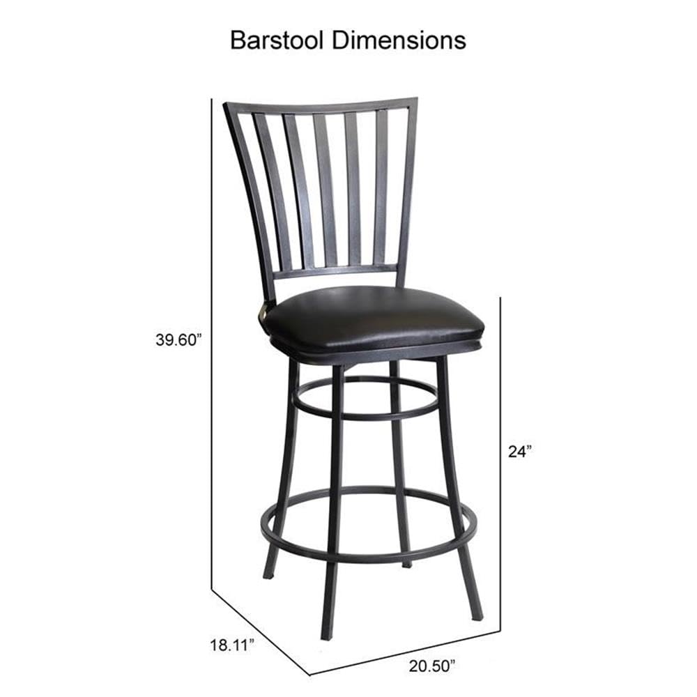 Steve Silver Stellan Swivel Stool Counter Chair, Gun Metal, for Kitchen, Dining Room, Full 360 Degree Swivel Seat, 19.46 x 18..11 x 38.58 in