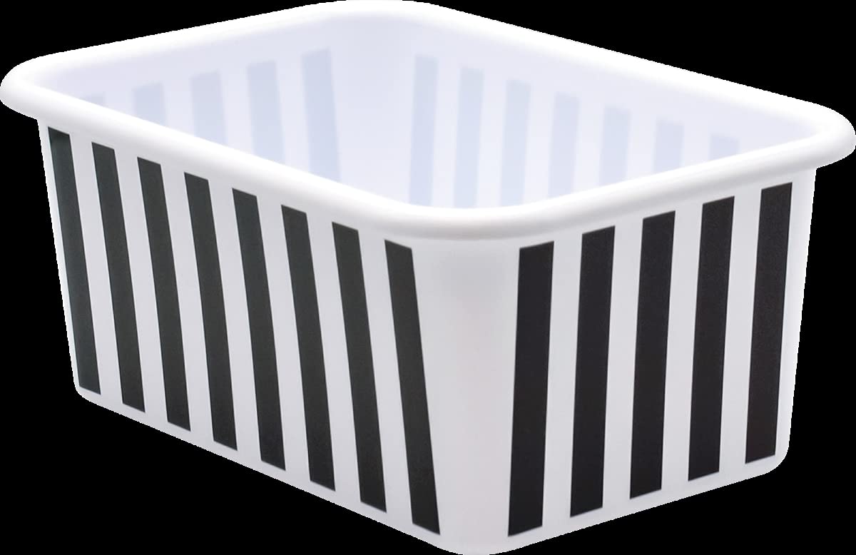 Teacher Created Resources Black and White Stripes Small Plastic Storage Bin