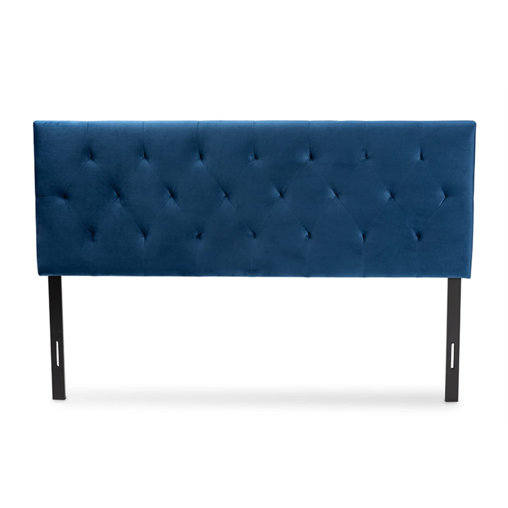 Baxton Studio Felix Modern and Contemporary Navy Blue Velvet Fabric Upholstered Queen Size Headboard