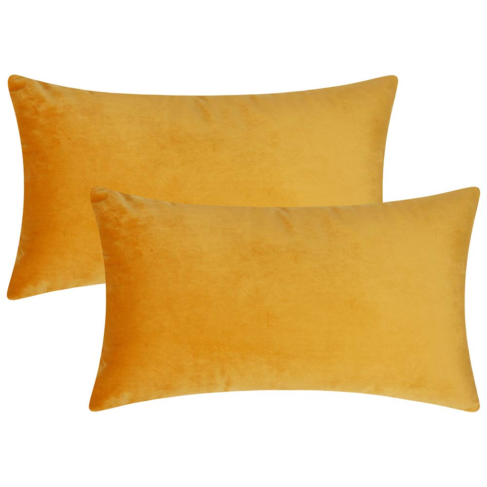 Artcest Set Of 2 Cozy Velvet Decorative Rectangular Throw Pillow Cases, Soft Solid Lumbar Cushion Covers For Sofa Couch And Bed,