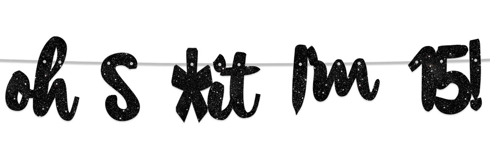 Oh Im 15! Banner Backdrop Glitter Black Hallo Fifteen Cheers to 15 Years Old Theme Decor for Boy Girl Happy 15th Birthday Party 