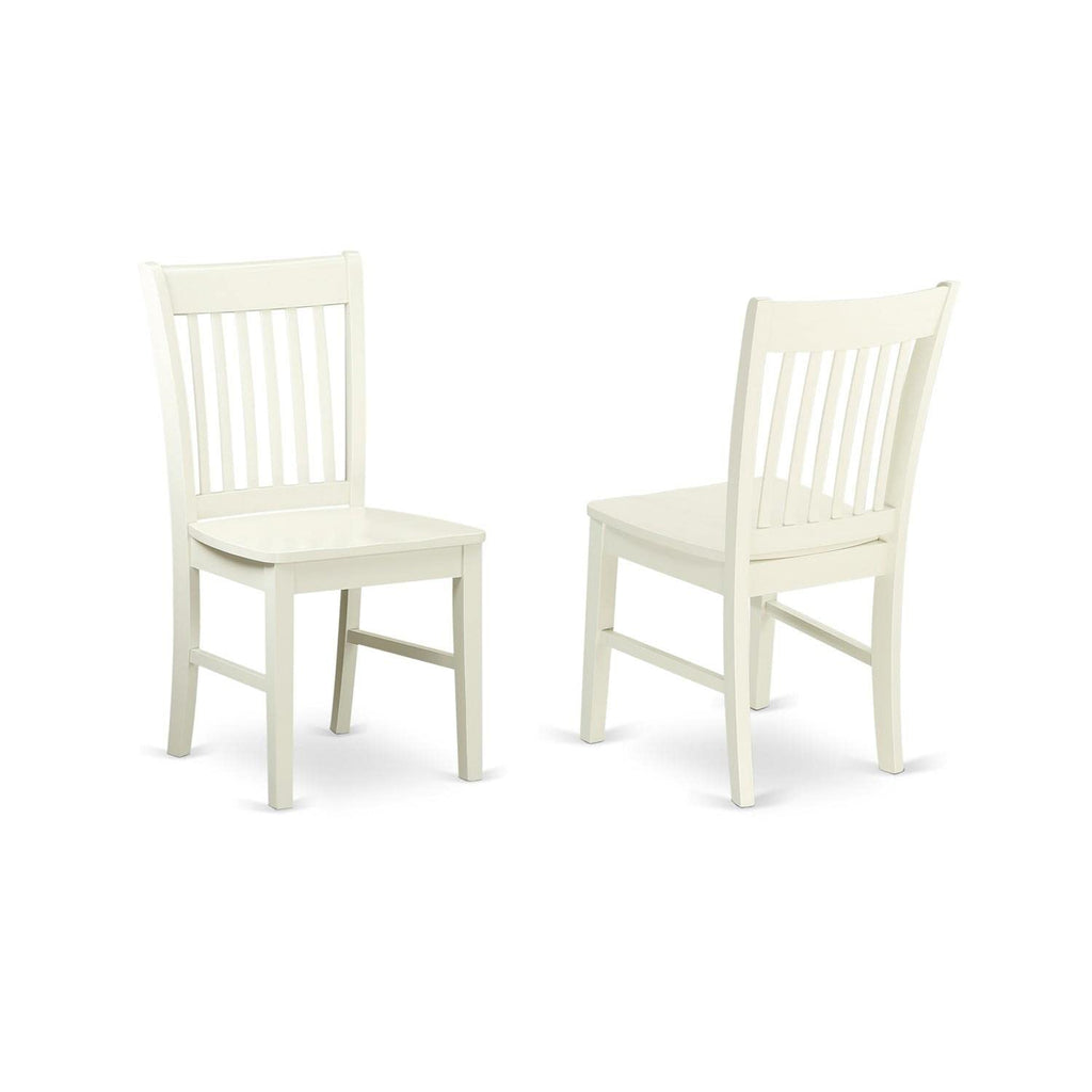 East West Furniture Shno5-Whi-W 5 Piece Shelton Set With One Round Dinette Table And Four Dinette Chairs With Solid Wood Seat In A Beautiful Linen White Finish. Round/Linen White/Wood Seat