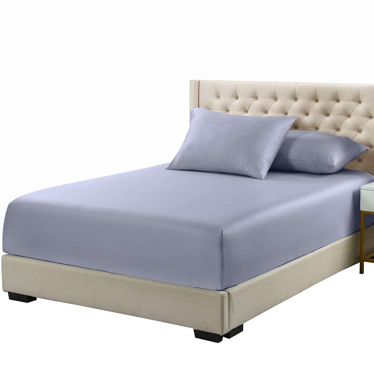 Viscose From Bamboo Fitted Bottom Sheet Only, Queen Size, Deep Pocket, Extremely Soft Sheets, Solid Periwinkle