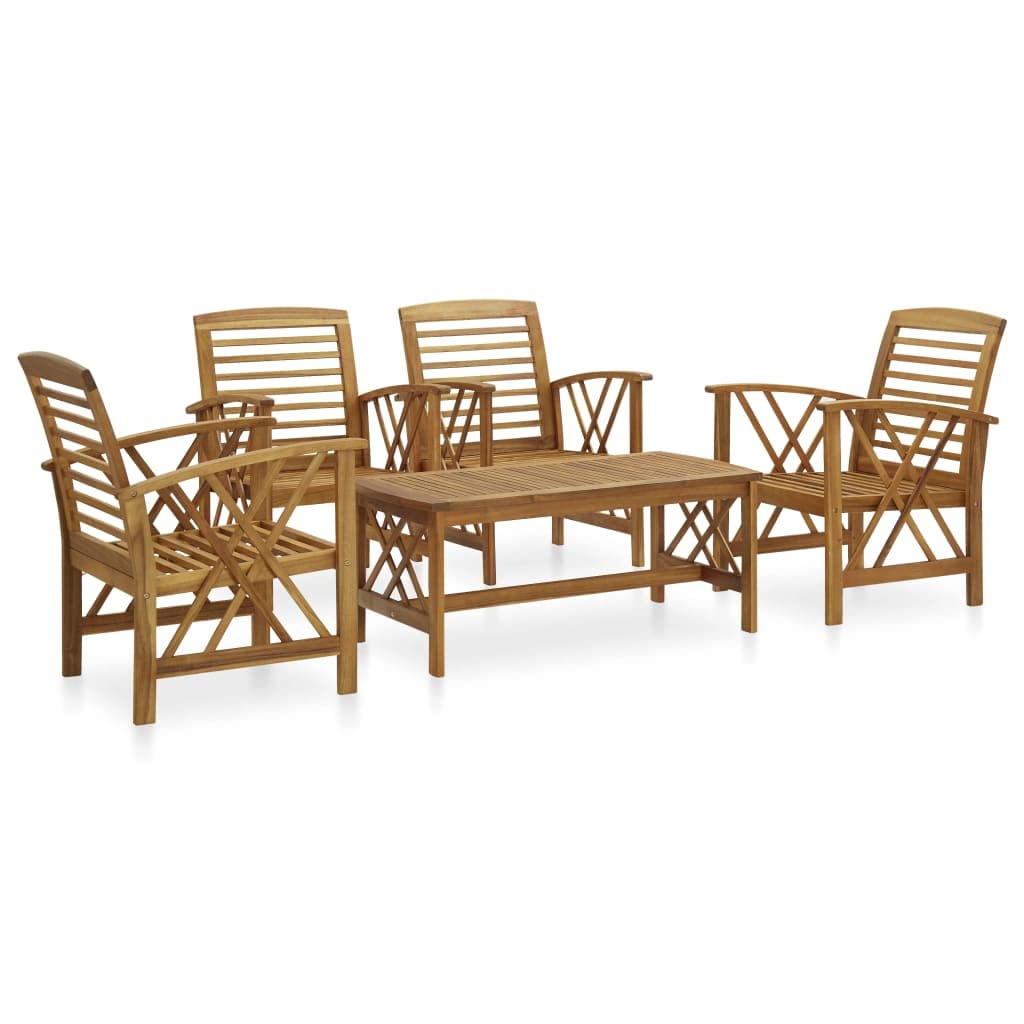 vidaXL Garden Furniture 5pcs Outdoor Furniture Patio Furniture Garden Furniture Backyard Patio Furniture Solid Acacia Wood