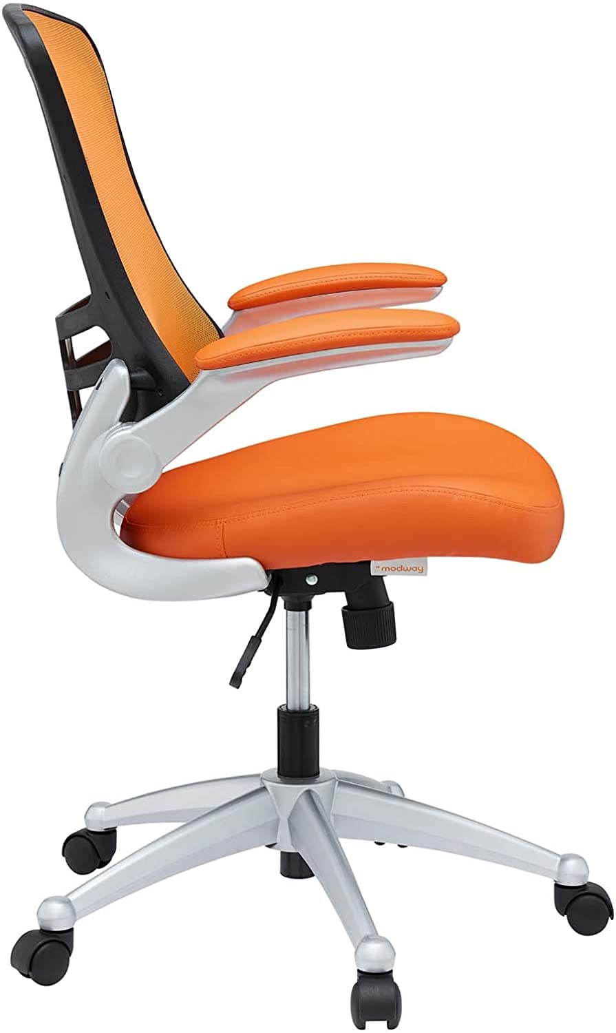 Modway EEI-210-ORA Attainment Mesh Back and Vinyl Seat Modern Office Chair in Orange 26.5&quot;L x 26.5&quot;W x 39.5-43.5&quot;H
