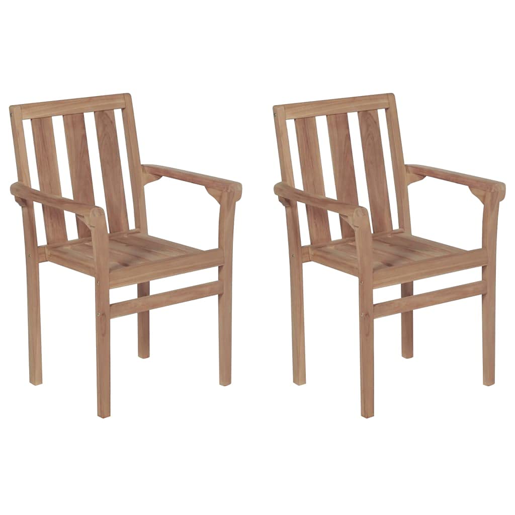 Solid Teak Wood Patio Chairs - Set of 2