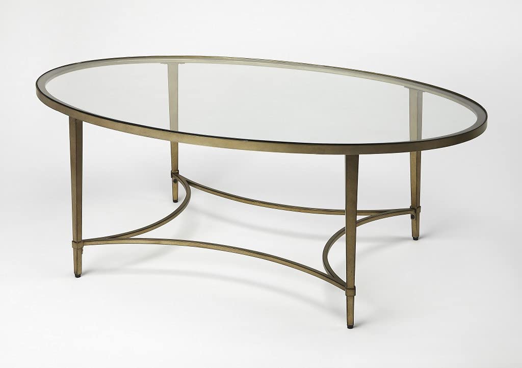 HomeRoots Golden Oval Coffee Table