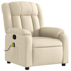 vidaXL Massage Recliner Chair Cream Fabric with Vibration & Manual Recline - Living Room/Bedroom