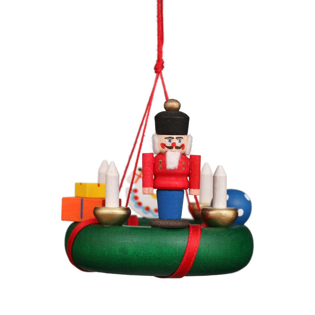 Alexander Taron Christian Ulbricht Ornament - Wreath With Nutcracker - 2" H X 2.25" W X 2.25" D