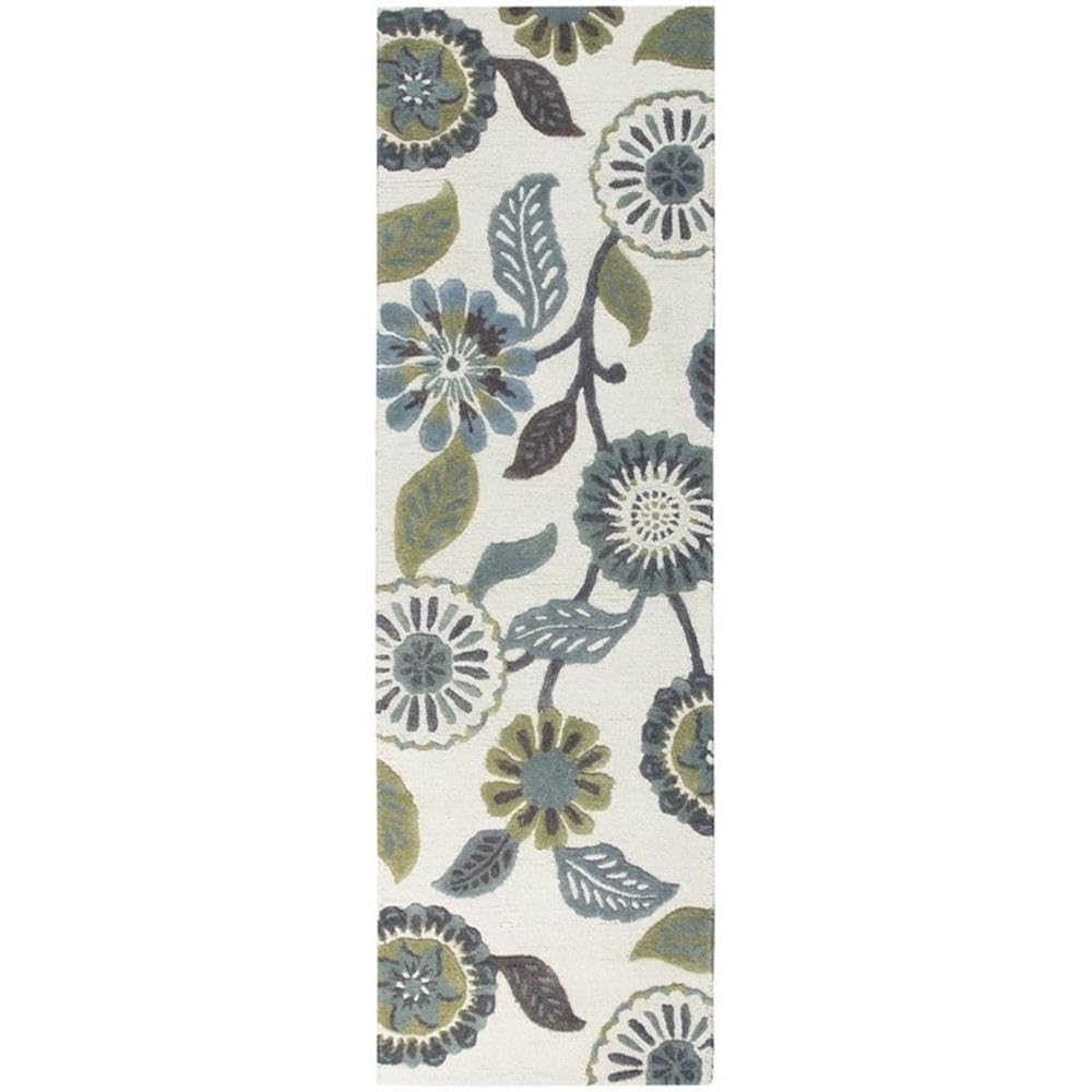 Alora Decor Milan 2'6&quot; X 10' Floral Sage/Blue-Teal/Gray/Rust/Blue Area Rug