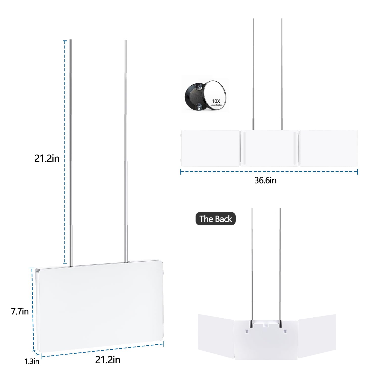 Janmpask Led 3 Way Mirror For Self Hair Cutting Mirror Vanity Mirror Barber Supplies Accessories 360 Makeup Mirror With Light Tr