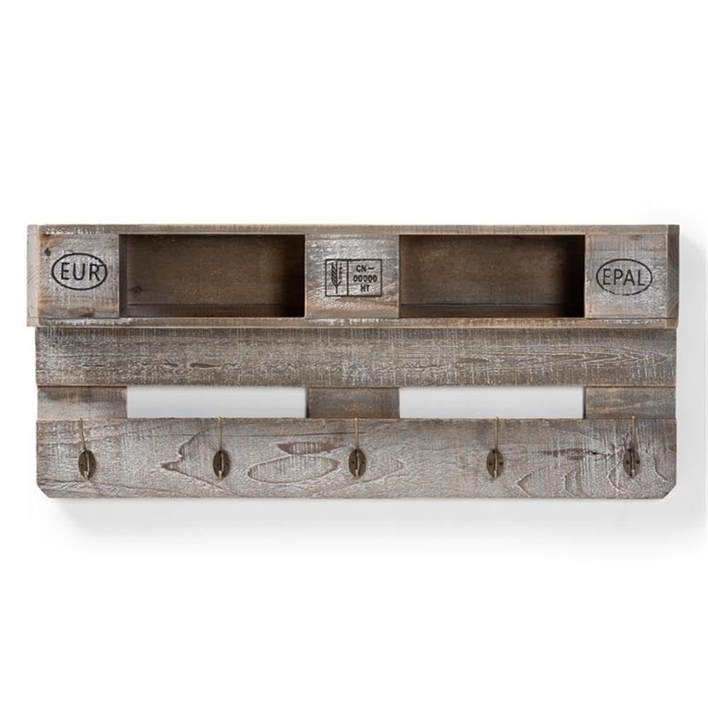 Wholesale Interiors Baxton Studio Ferguson Grey Oak Finished Wood Mounted Coat Rack with Shelves