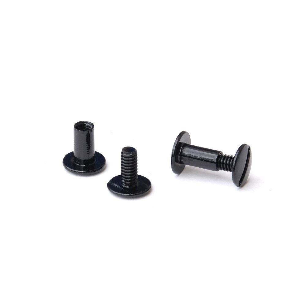 Trubind Aluminum Chicago Screw And Post Sets | 1/2 Inch Post Length | 3/16 Inch Post Diameter | Black | 100 Screws And 100 Posts