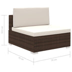 8 Piece Patio Lounge Set with Cushions Poly Rattan Brown