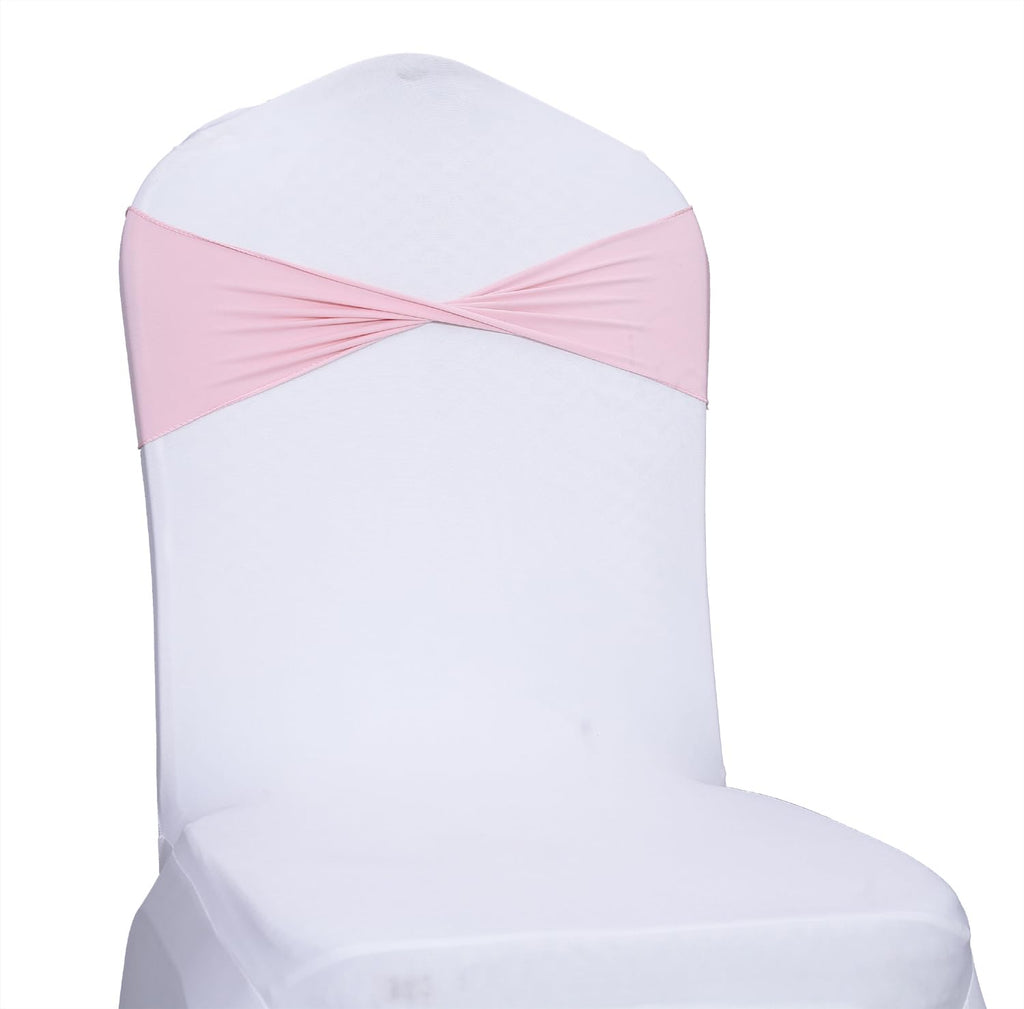 Mds Pack Of 100 Spandex Chair Sashes Bow Sash Elastic Chair Bands Ties Without Buckle For Wedding And Events Decoration Spandex Slider Sashes Bow - Blush Pink
