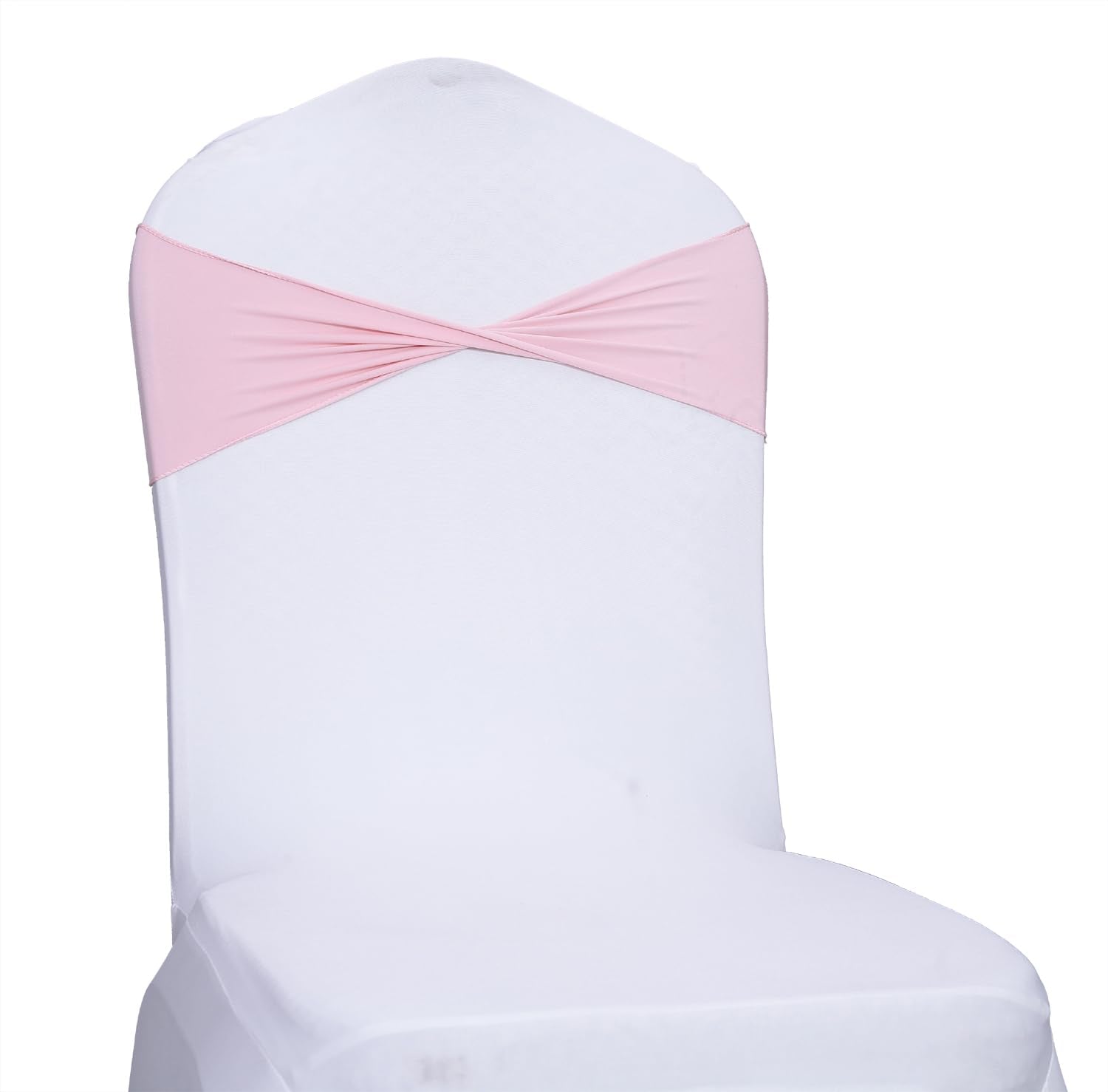 Mds Pack Of 100 Spandex Chair Sashes Bow Sash Elastic Chair Bands Ties Without Buckle For Wedding And Events Decoration Spandex Slider Sashes Bow - Blush Pink