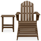 vidaXL 3-Piece Brown Patio Adirondack Chair with Detachable Ottoman and Square Table Set, Solid Fir Wood Outdoor Lounge Furniture, Weather Resistant, Ergonomic Design