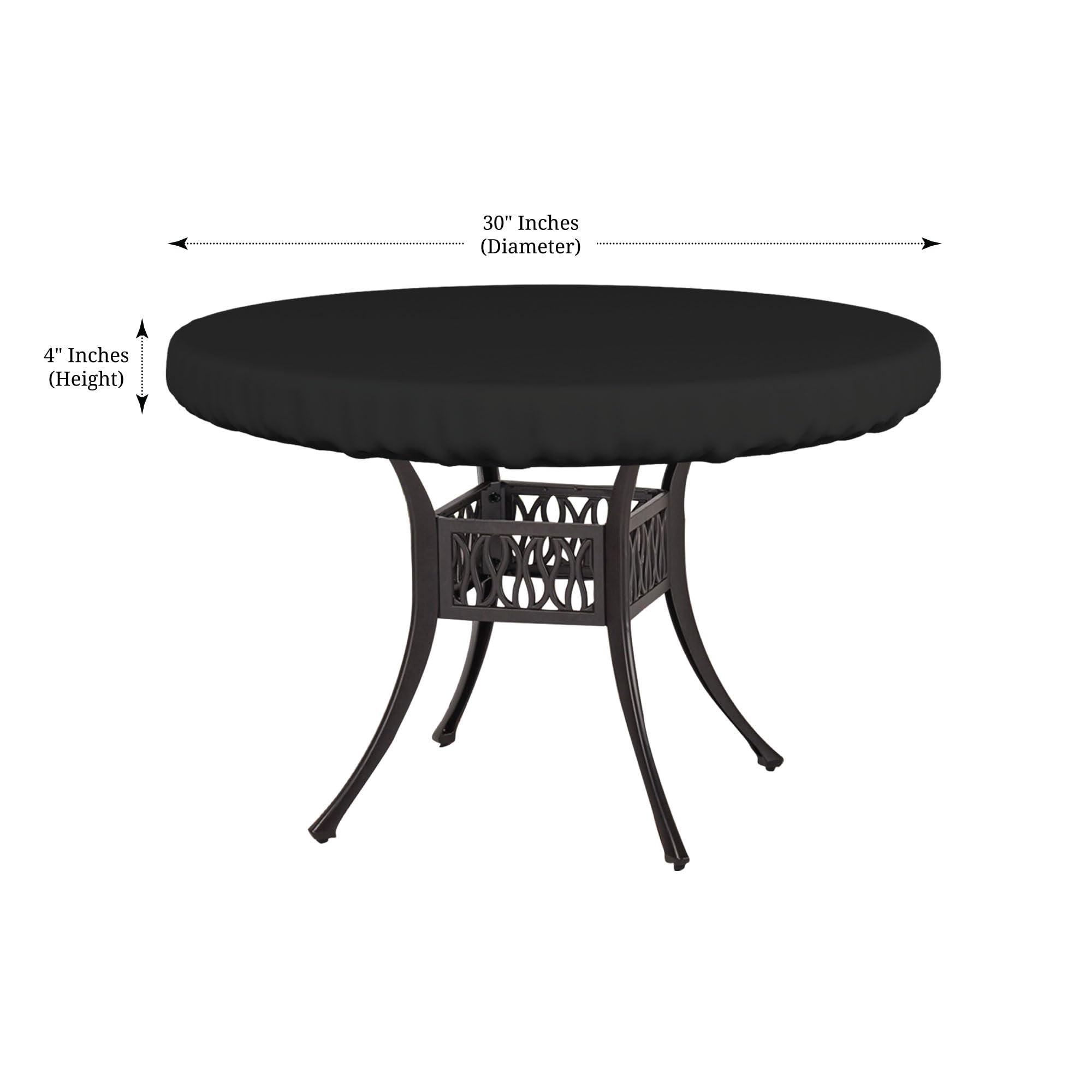 Covers & All Round Table Top Cover, 12 Oz Waterproof Uv & Weather Resistant Patio Table Cover, Outdoor Table Cover For Patio Outdoor Furniture & Coffee Table (30' Dia X 4' H Inches, Black)