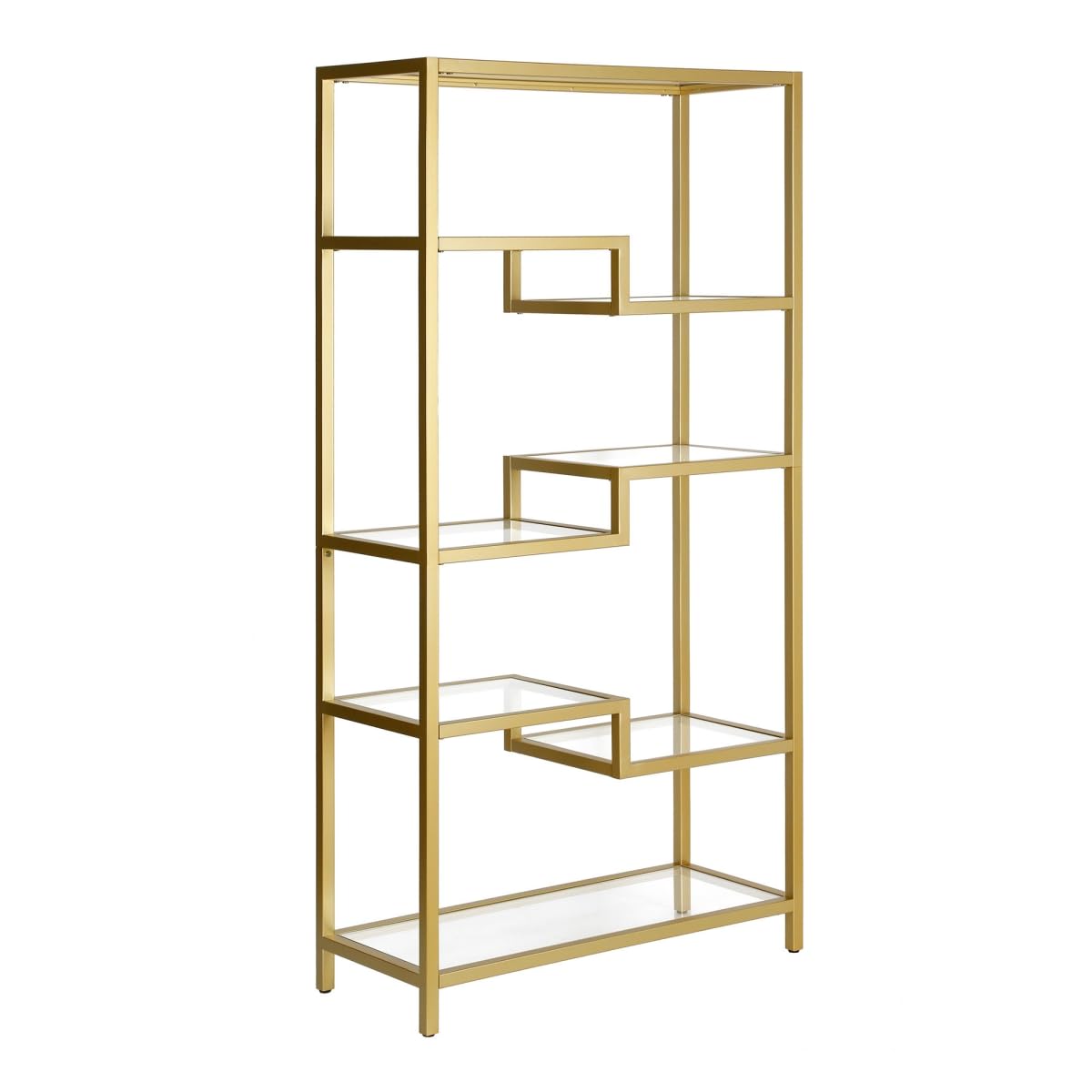 HomeRoots 527578 68 in. Metal & Glass Seven Tier Etagere Bookcase Gold