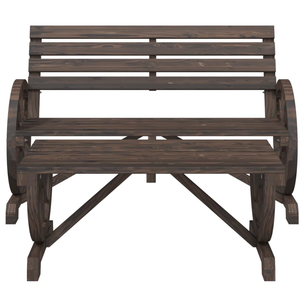 vidaXL 2-Piece Patio Set - Solid Fir Wood Garden Bench and Coffee Table, Ergonomic Seating, Burnt Wood Finish, Outdoor Dining Furniture for Patio/Deck