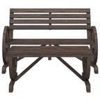 vidaXL 2-Piece Patio Set - Solid Fir Wood Garden Bench and Coffee Table, Ergonomic Seating, Burnt Wood Finish, Outdoor Dining Furniture for Patio/Deck