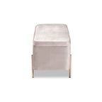 Baxton Studio Rockwell Contemporary Glam and Luxe Grey Velvet Fabric Upholstered and Gold Finished Metal Storage Bench, Grey/Gold