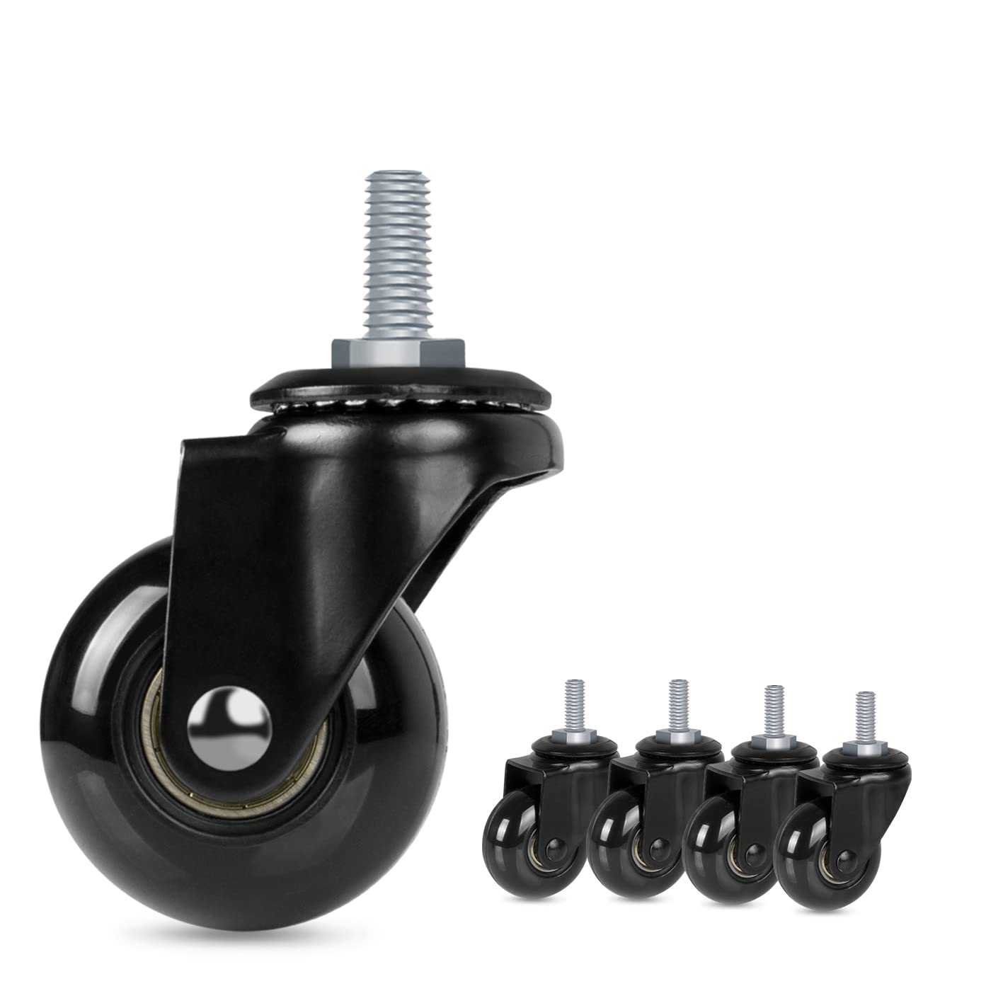 Hirate 5 Pack Office Chair Casters Wheel With 5/16'-18Unc Threaded Stem, 2' Mute Swivel Stem Gaming Chairs Casters Replacement