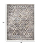 HomeRoots 533117 8 x 10 ft. Ivory & Tan Floral Traditional Power Loomed Distressed Washable Rectangle Area Rug