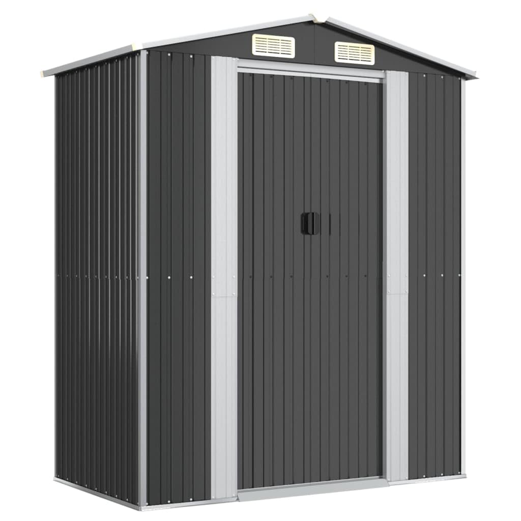 Vidaxl Galvanized Steel Garden Shed, Anthracite - Outdoor Storage Space For Garden Tools And Equipment - Weather-Resistant Mater