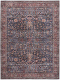 HomeRoots 533324 8 x 10 ft. Blue & Red Oriental Traditional Power Loomed Distressed Washable Non Skid Rectangle Area Rug