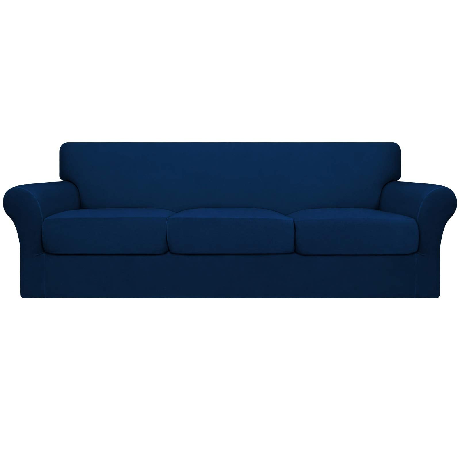Easy-Going 4 Pieces Oversized Stretch Soft Couch Cover For Dogs - Washable Sofa Slipcover For 3 Separate Cushion Couch - Elastic Furniture Protector For Pets, Kids Navy