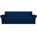 Easy-Going 4 Pieces Oversized Stretch Soft Couch Cover For Dogs - Washable Sofa Slipcover For 3 Separate Cushion Couch - Elastic Furniture Protector For Pets, Kids Navy