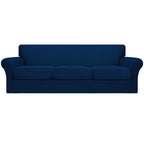 Easy-Going 4 Pieces Oversized Stretch Soft Couch Cover For Dogs - Washable Sofa Slipcover For 3 Separate Cushion Couch - Elastic Furniture Protector For Pets, Kids Navy