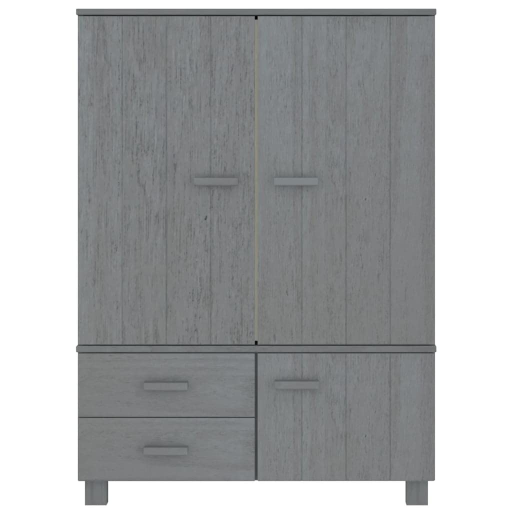 vidaXL Solid Pinewood Wardrobe Dark Gray with Ample Storage Space, Sturdy Construction and Smooth Sliding Drawers