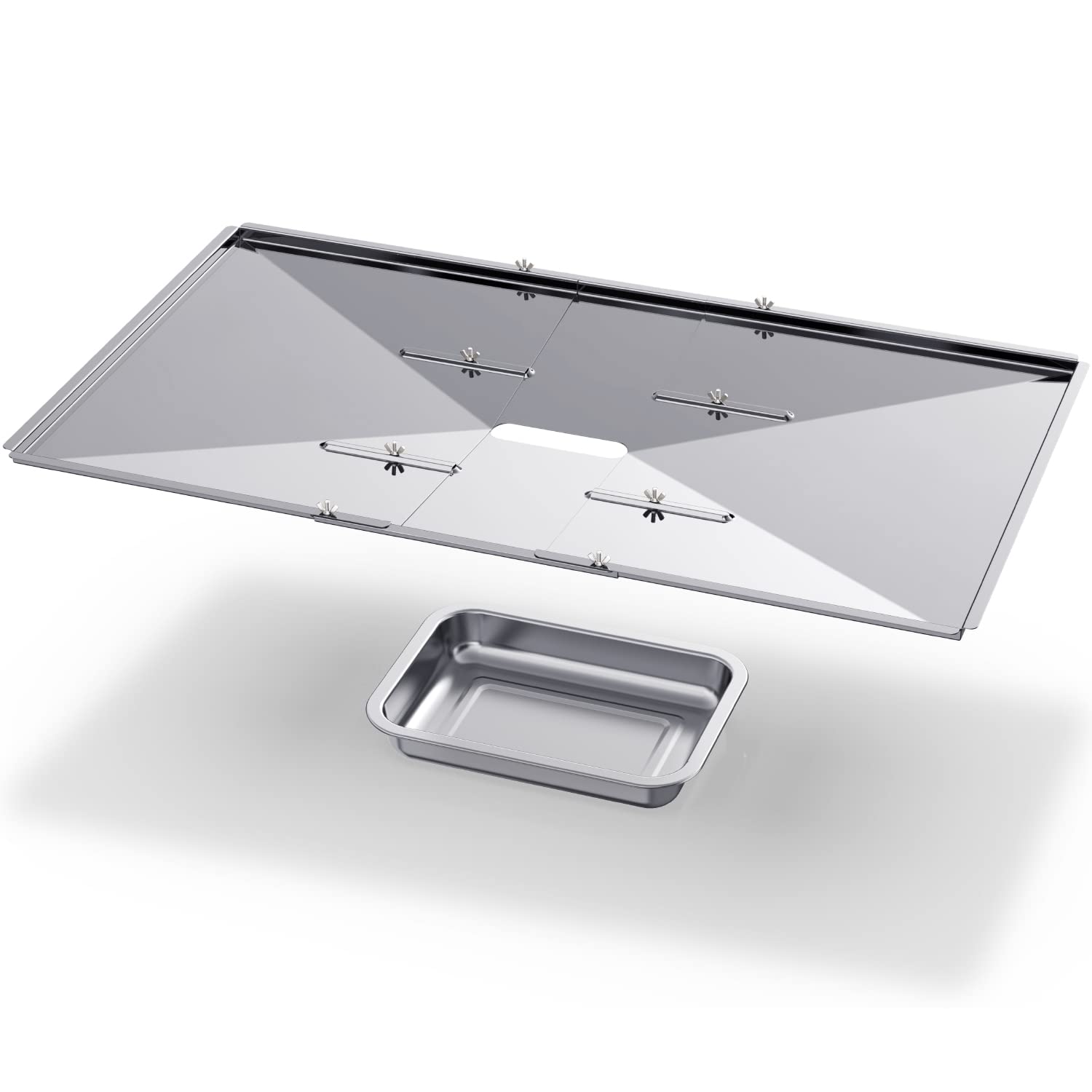 Geesta Grill Grease Tray Set, Stainless Steel Grill Replacement Parts, 24' - 27' Adjustable Grill Drip Pans Fit For Gas Grill