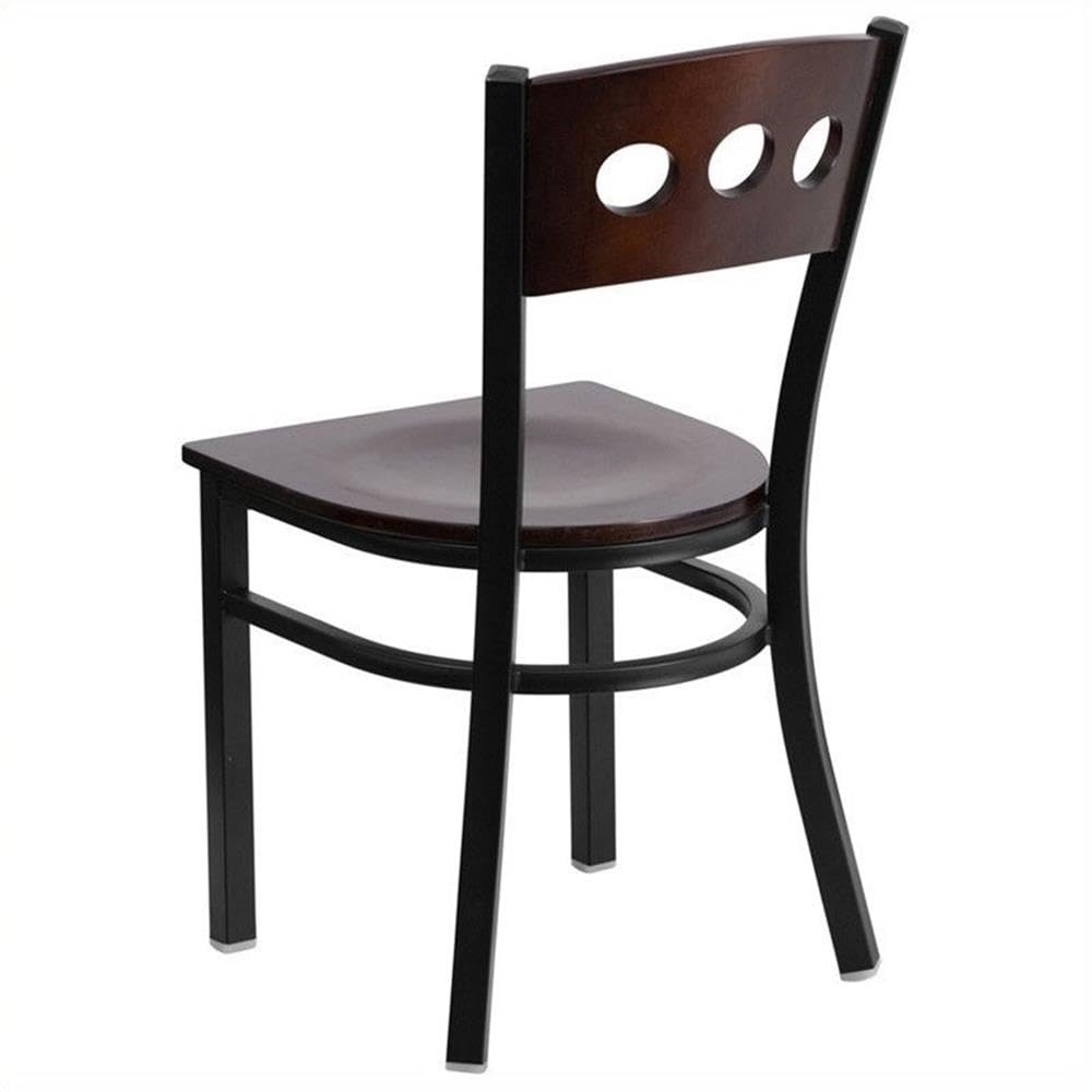 Flash Furniture Hercules Series Black 3 Circle Back Metal Restaurant Chair - Walnut Wood Back & Seat