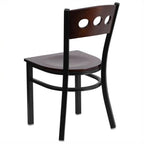 Flash Furniture Hercules Series Black 3 Circle Back Metal Restaurant Chair - Walnut Wood Back & Seat