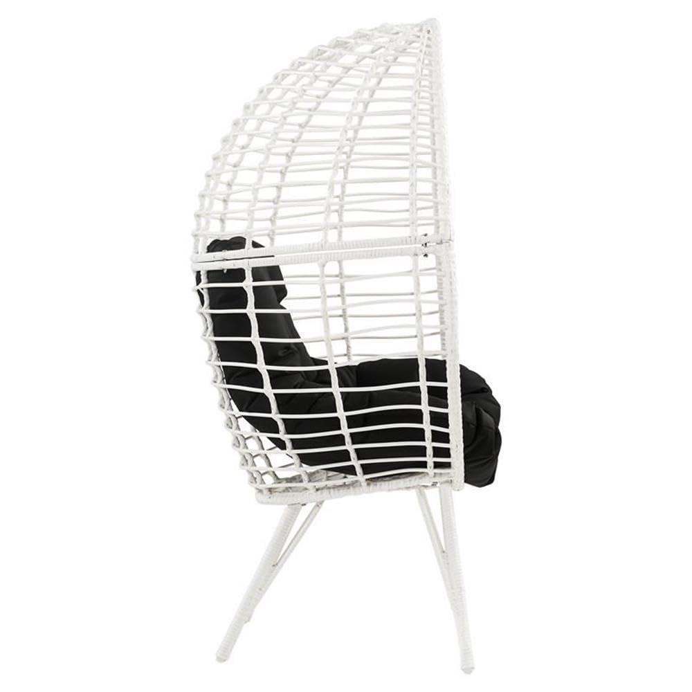 Acme Galzed Wicker Teardrop Patio Lounge Chair in Black and White