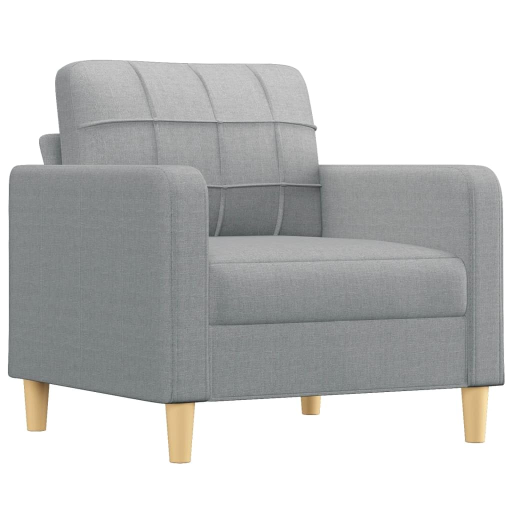 vidaXL Light Gray Single Seater Sofa Chair - Breathable Fabric with Robust Metal Frame - Modern Design for Living Room or Bedroom