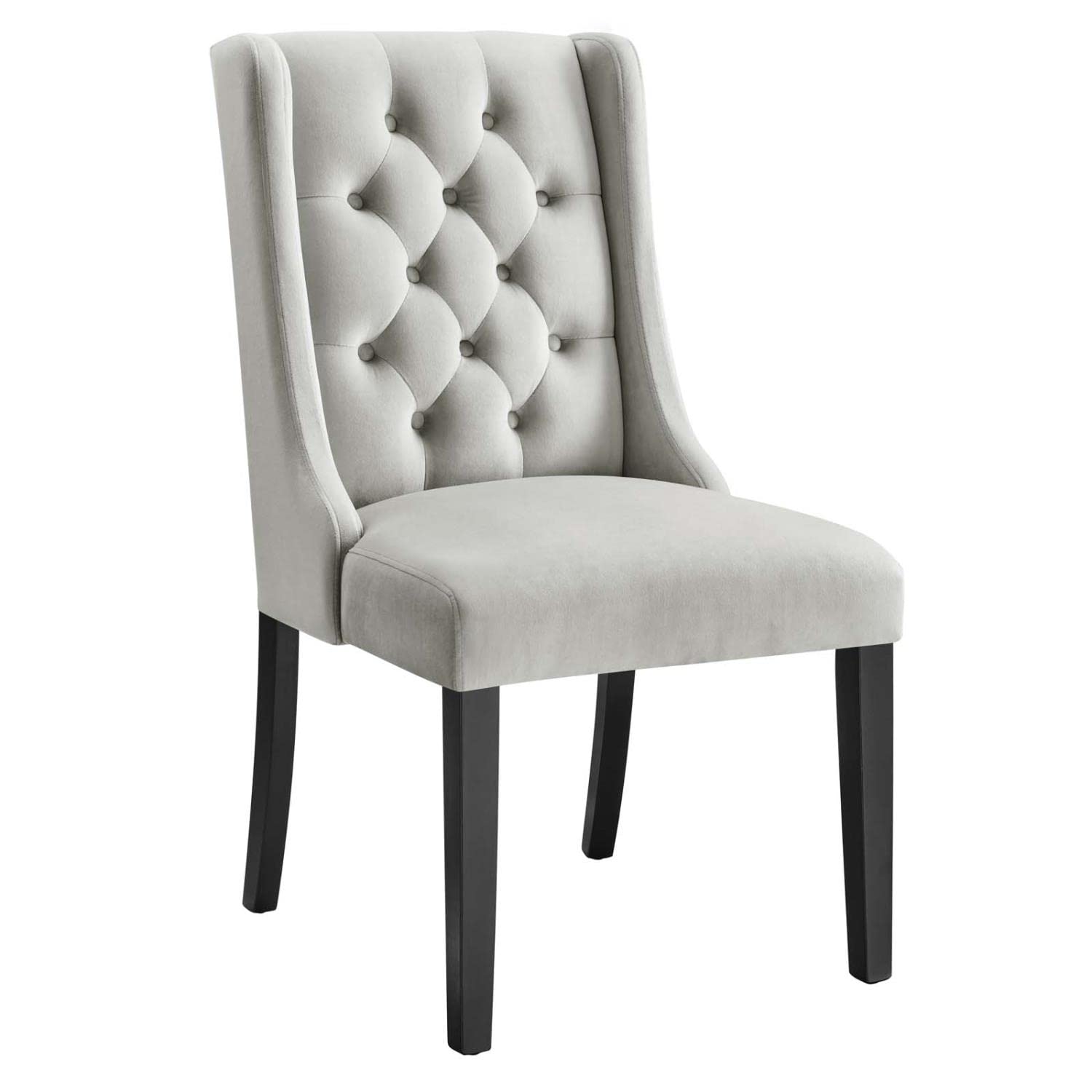 Modway Baronet 20&Quot; Tufted Velvet Dining Chairs In Light Gray/Black (Set Of 2)