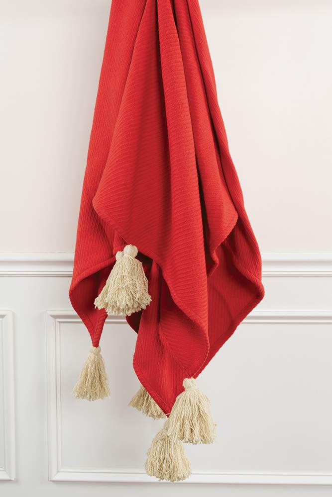 Rizzy Home | TH0630 | 50&quot;X 60&quot; Red/Pink/Throw