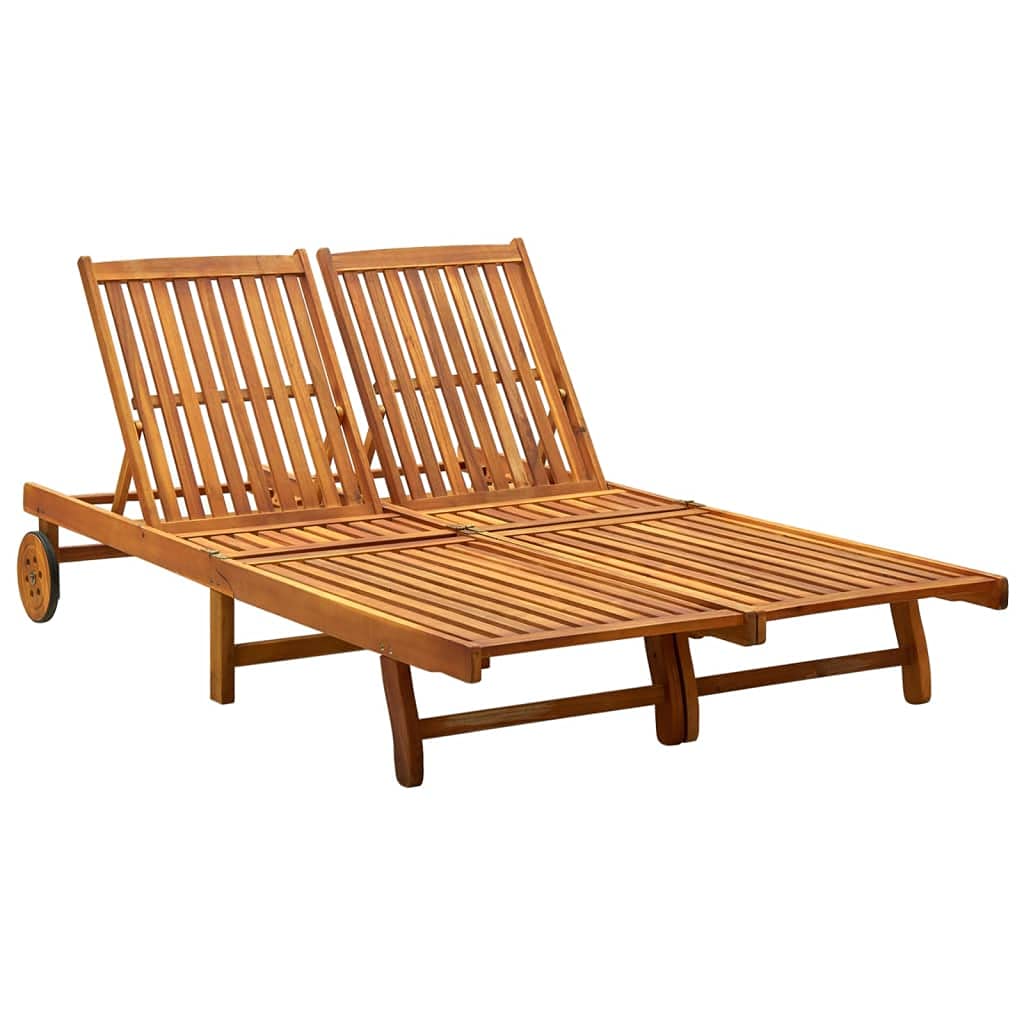 vidaXL Solid Acacia Wood 2-Person Patio Sun Lounger - Thumbnail 5