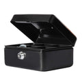 Small Cash Box With Key Lock, Decaller Portable Metal Money Box With Double Layer & 2 Keys For Security, Blue, 6 1/5' X 5' X 3