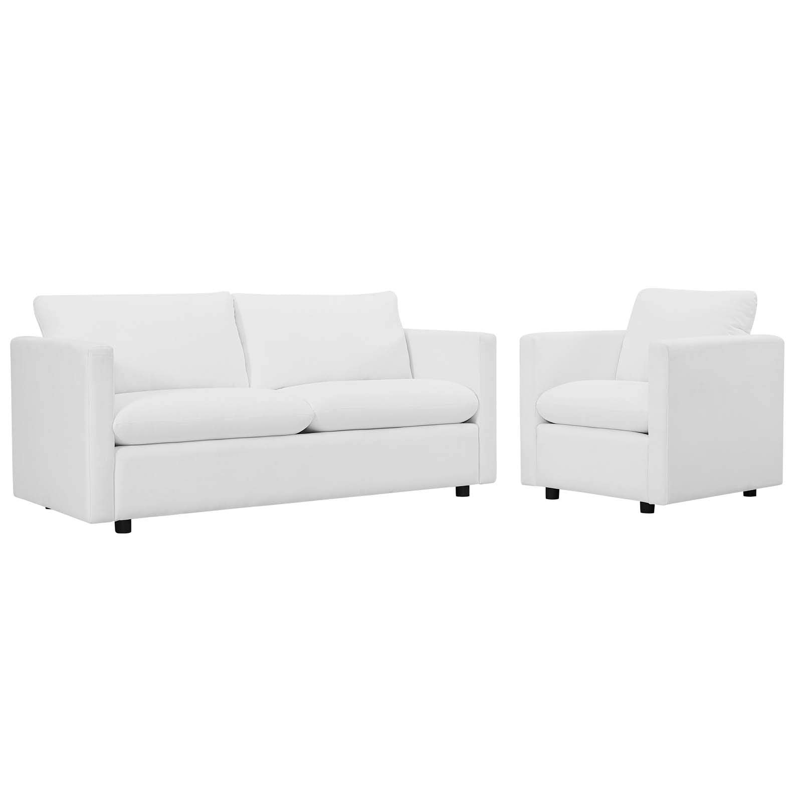 Modway Activate Upholstered Fabric Sofa And Armchair Set, White