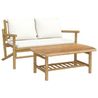 vidaXL Elegant 2 Piece Bamboo Patio Lounge Set with Cream White Cushions, Lightweight Construction, Comfortable for Outdoor Space